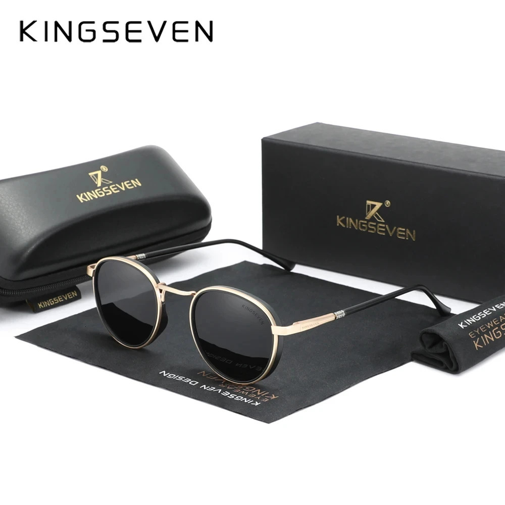 KINGSEVEN Round Frame Sunglasses For Men Polarized UV400 Vintage Women Eyewear Protect High Quality Glasses 250213
