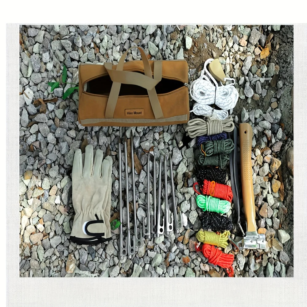 Camping Accessory Storage Bag Double Layer Thickened Cylinder Tent Stake Outdoor Peg Ropes Organiser Portable Gear 250118