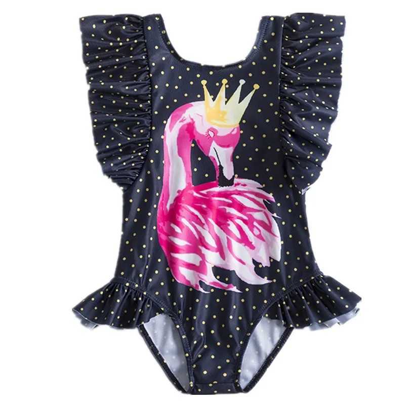 Baby Girls One-Piece Swimwear Toddler Baby Girl Swimsuits 2023 Summer Girls Flower Leopard Printing Swimwear Bikini Bathing SuitXJ250214