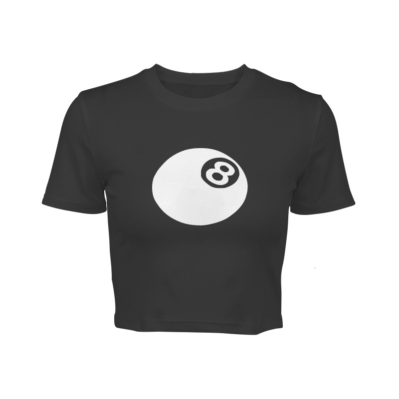 Designer's New Summer Billiard Size 8 Print Tight INS Internet Celebrity Open Umbilical Cord Hot Girls Multi-functional T-shirt