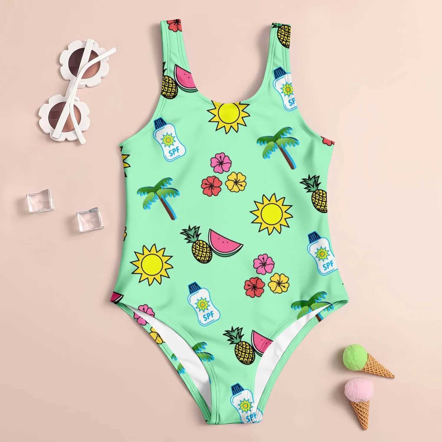 Summer Fashion Childrens Swimsuit Cute 3D Printed Girls Swimsuit Trendy Beach Par Vacation Comfortable Diving SportsXJ250214