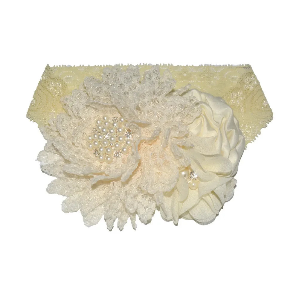Baby girls Flower Headband born Infant Pearl Flowers With Lace wide Headbands Bebes Hair accessories Phoro props Kids Turban 250121