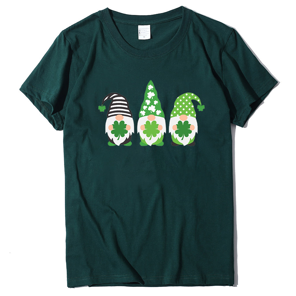Designer Fashion Trend St. Patrick's Day Print Irish Green T-shirt Short Sleeved European Size 2025