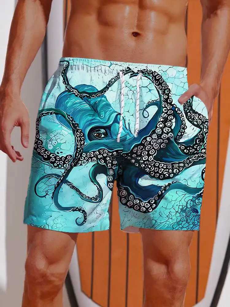 2024 Summer 3D Printed Ukiyo-E Fierce Dragon Printing Shorts Mens Board Shorts Swim Trunks Drawstring Breathable Short W250215
