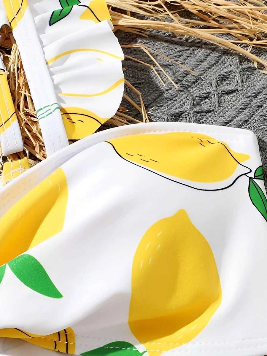 2024 Print String High Waist Bikini Girls Swimsuit Kids Swimwear Female Childrens Bathers Bathing Swimming Swim Suit BeachwearXJ250214