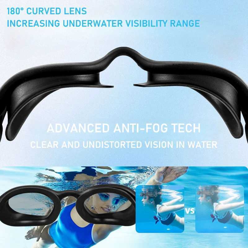 Professional Swimming Goggles Adult Kids Sports Swimming Eyewear Optical Lens HD Waterproof Anti Fog Big Frame Pool Glasses Z250215