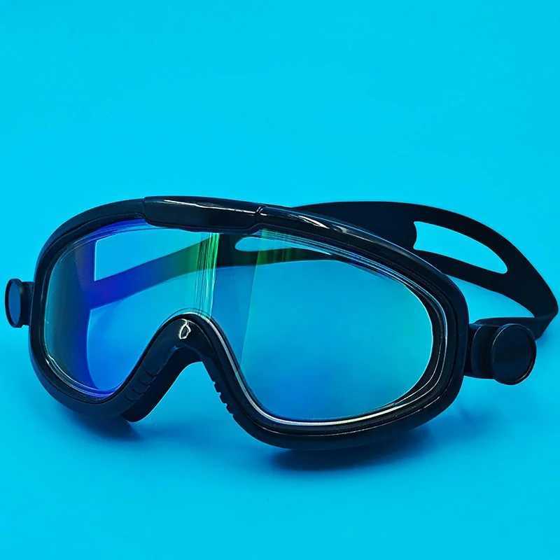 Hot selling childrens large frame swimming goggles for foreign trade waterproof anti fog flat light and colorful goggles Z250215
