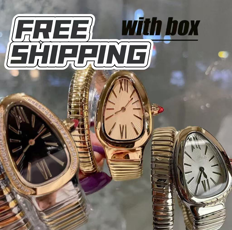 watch womens luxury designer watch snake watch women watch quartz stainless steel bracelet waterproof water montre de luxe with box