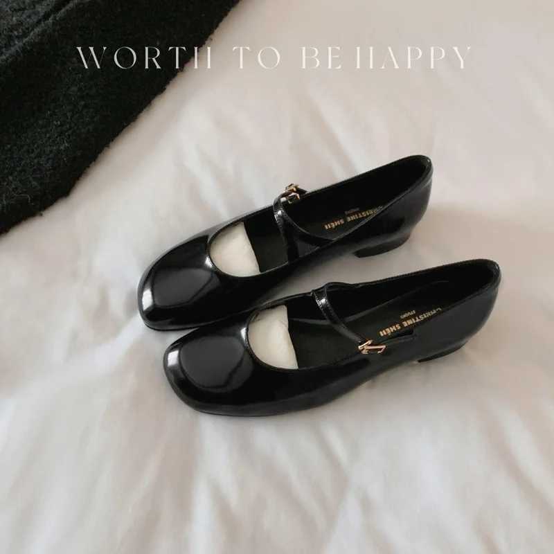 Mary Jane for Wen 2025 Fi Leisure Patent Leather Single Soft Portable Red Ballet Shoes atos De Mujer Y250214