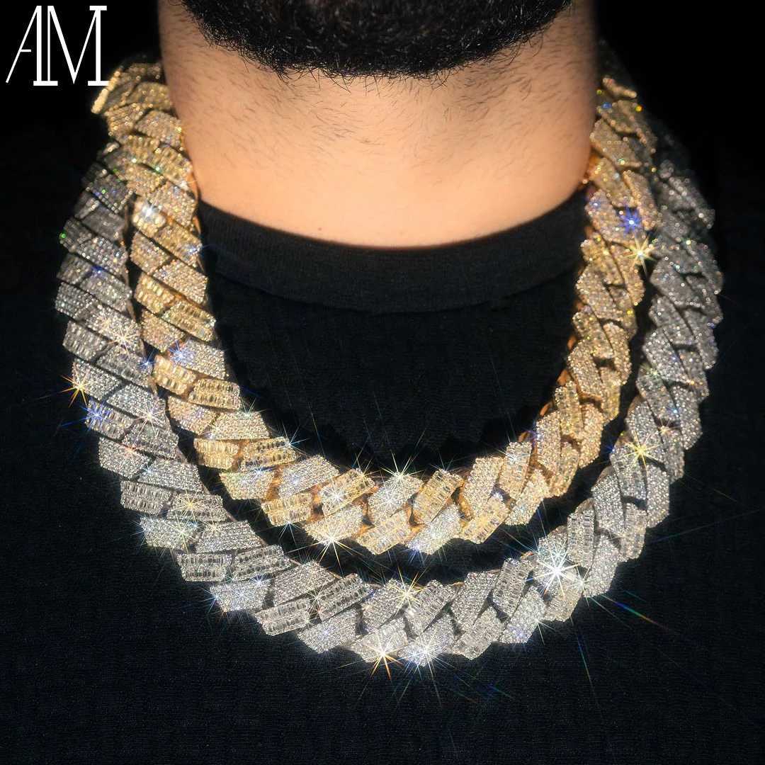 Custom Hop Hip 925 Silver Iced Out Chain Bracelet Necklace Chain 8mm 12mm 14mm 20mm Vvs Diamond Moissanite Cuban Link Chain