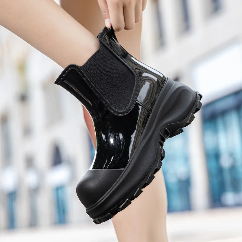 Strongshen fashionable womens rain boots waterproof Chelsea boots outdoor anti slip womens work boots high-quality platform EVA shoes 250213