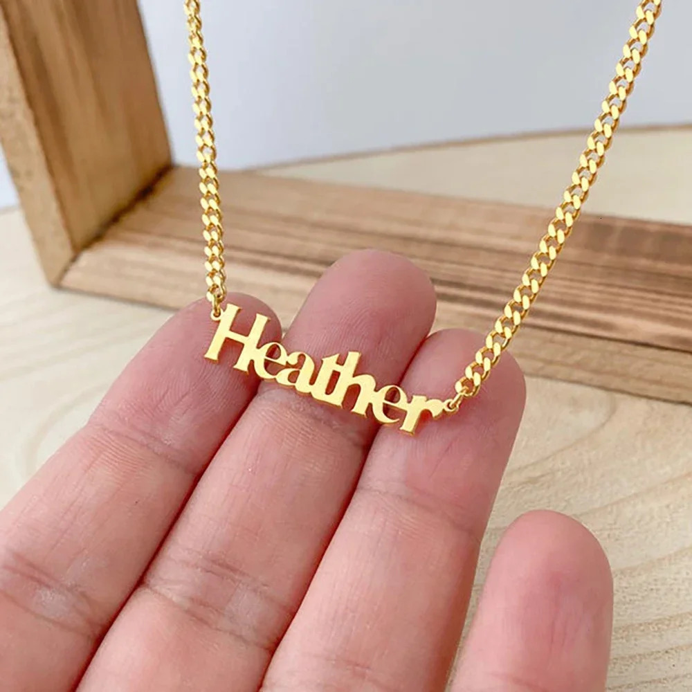Customized Name Necklace for Women Mens Stainless Steel Cuban Chain Choker Personalized Nameplate Pendant Necklaces Jewelry Gift 250210