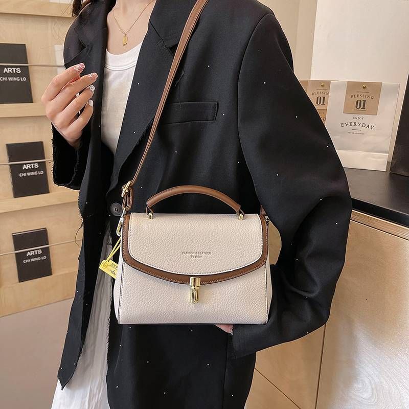 Summer New 2024 High-End Exquisite Retro Fashion Lychee Pattern Hand-Carry Shoulder Women's Bag