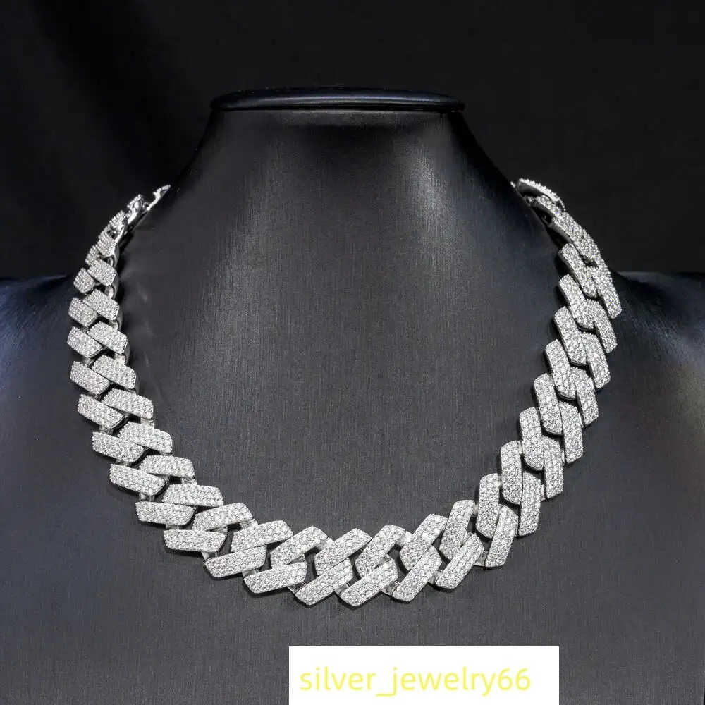 Selling Pass Diamond Tester 925 Silver 6mm-14mm Two Rows Iced Out Hip Hop Vvs Moissanite Diamond Cuban Link Chain