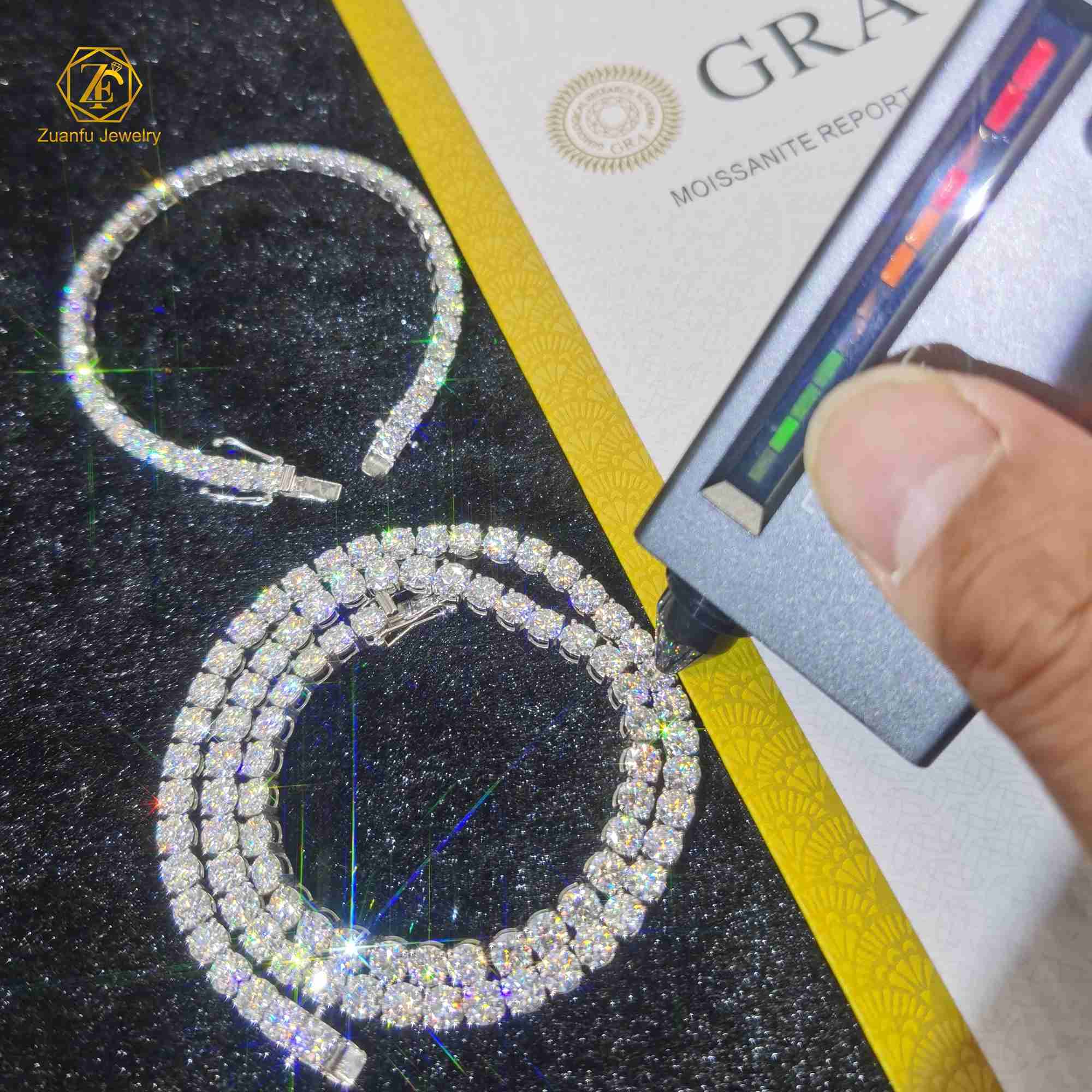 Factory Price Iced Out Chains Silver S925 2mm 3mm 4mm 5mm 6.5mm VVS1 Moissanite Tennis Chain Necklace Women and Men