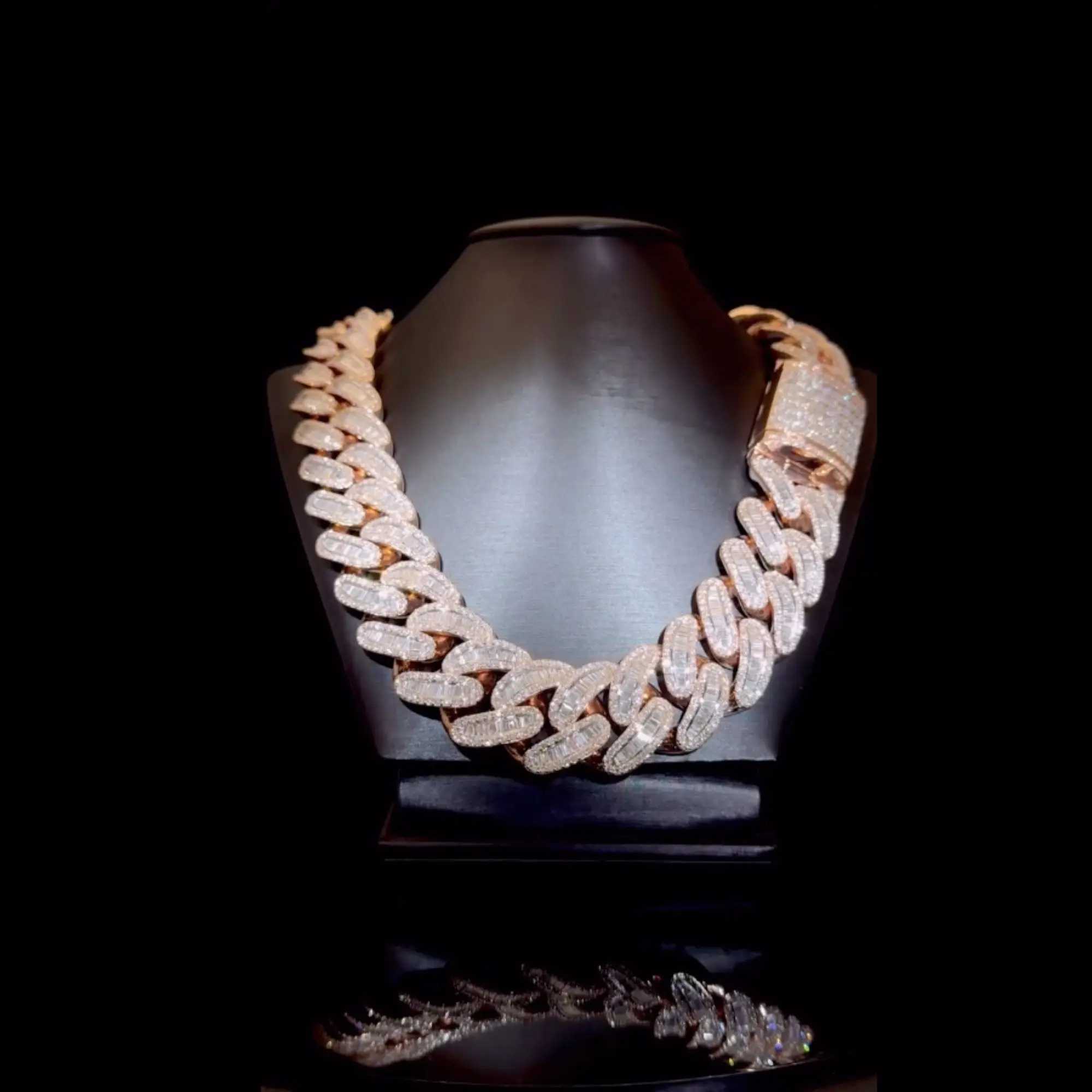 High Quality 22mm 700 Gm Pass Diamond Tester Vvs Lab Grown 10k Gold Cuban Link Chain Top Quality
