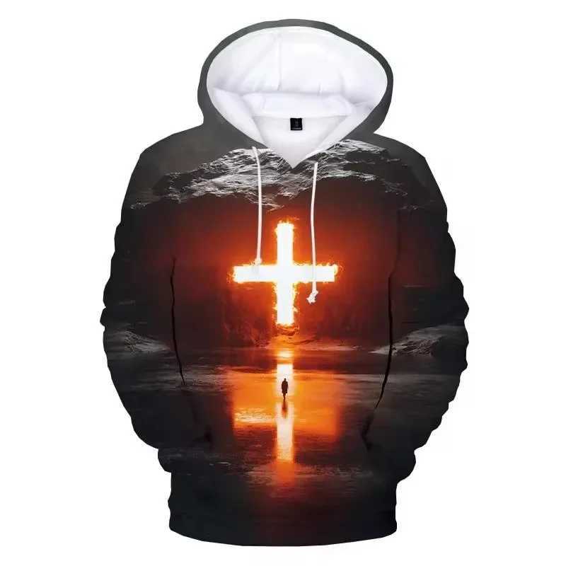 Christian Jesus Mens Hoodie 3D Printed Spring and Autumn Hoodie Casual Long Sleeve Street Sweatshirt Four Seasons Mens Hoodie W250215