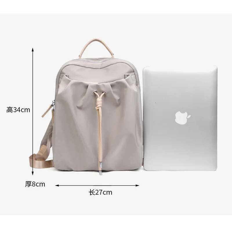 Bag For Woman Aesthetic Backpack Fashion Design Girl Bags Pleated Fabric Drawstring Cute Thin Back Pack Foldable Light Schoolbag