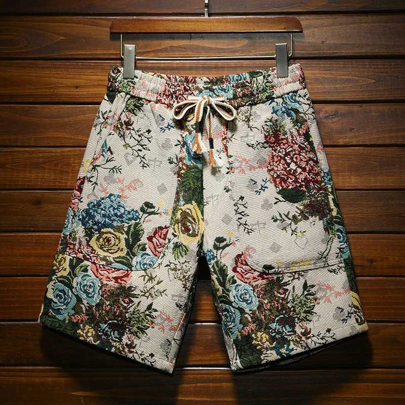 Casual shorts for men2024summer home outdoor large size jacquard beach pants trendy printed loose breathable shorts W250215