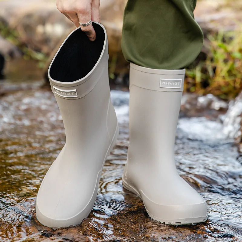 Mens Rain Boots Rubber Gumboots Mid-calf Waterproof Working Boots Comfort Non-slip Fashion Mens Rain Boots Rubber Gumboots 250213