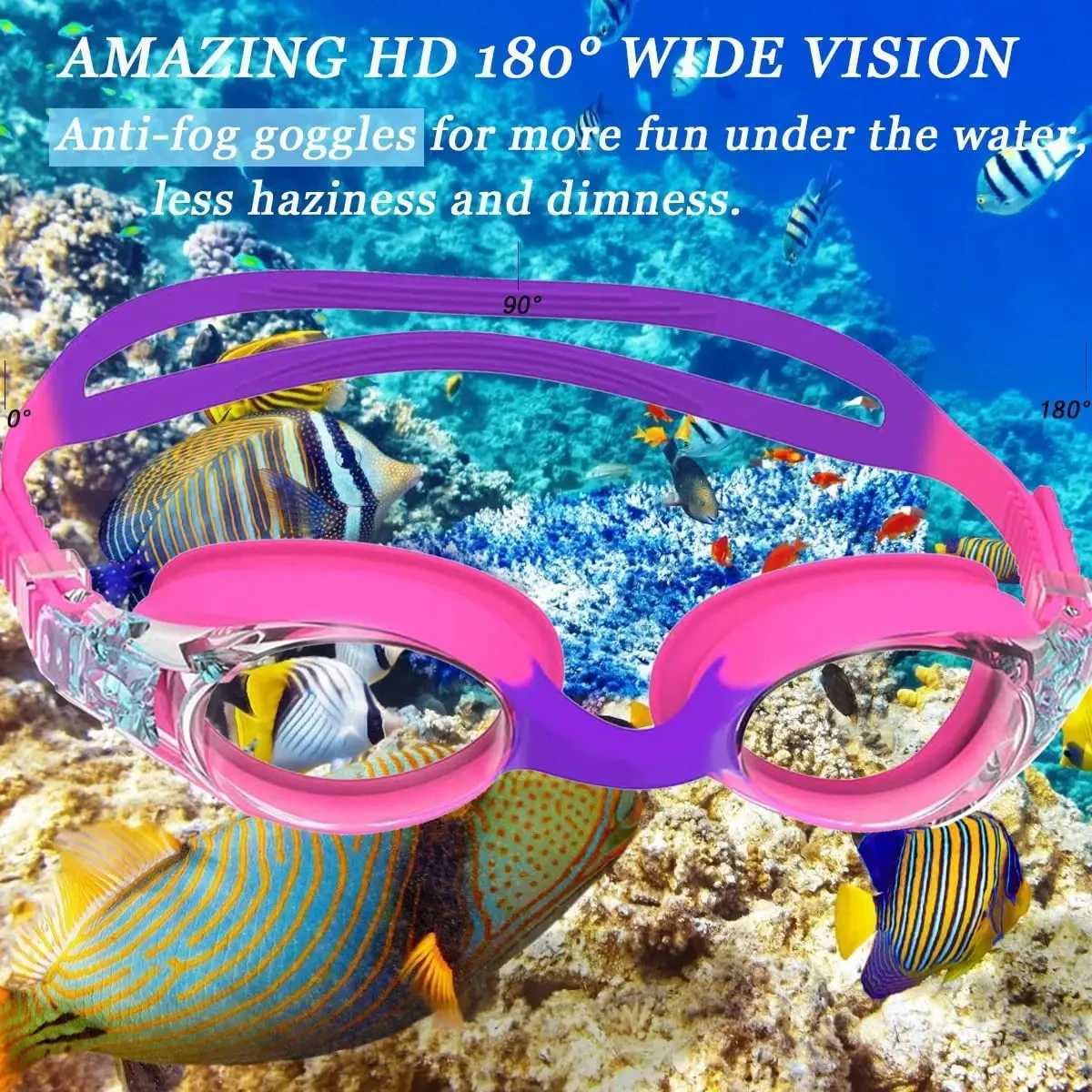 Professional childrens anti-fog and anti-ultraviolet lenses boys and girls swimming goggles waterproof adjustable silicone Z250215