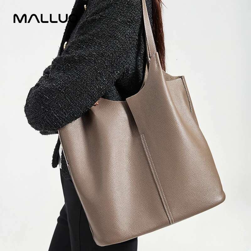 Women's Cowhide Bucket Ladies Bag Lady Casual Genuine Cow Leather Shoulder Bags ladies Tote Handbags for Female