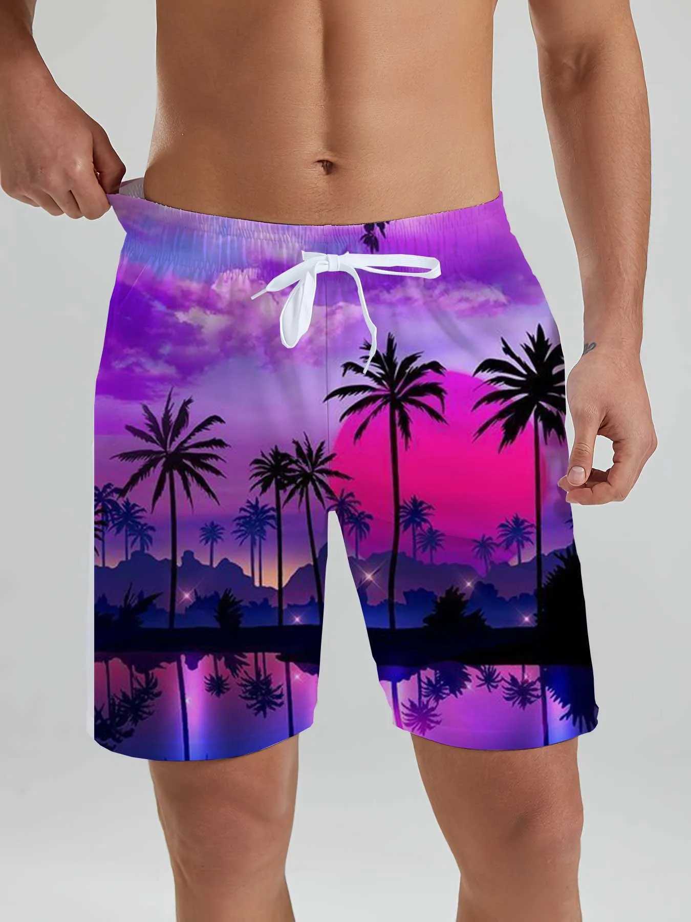 Hawaiian flamingo vacation beach shorts mens summer new leisure street shorts cocoa beach 3D printed board shorts swimming trunks W250215