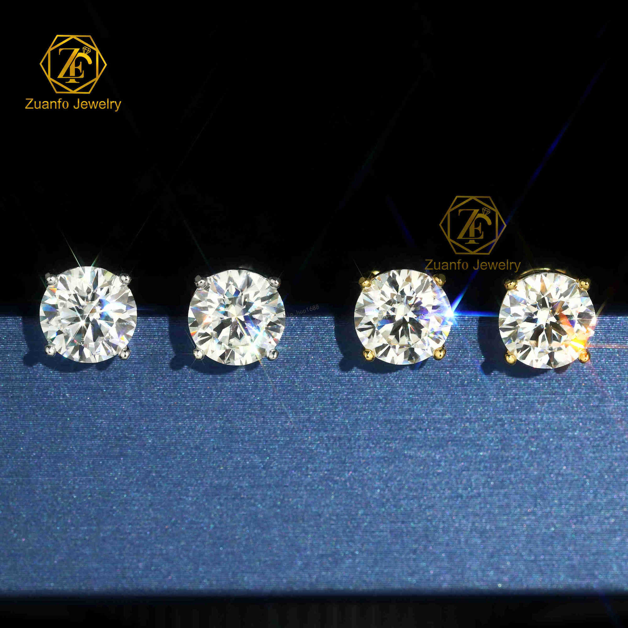 Hot Selling 925 Sterling Silver Earrings VVS Moissanite Diamond with Gold Plating Fashion Jewelry for Men Women Weddings Gifts