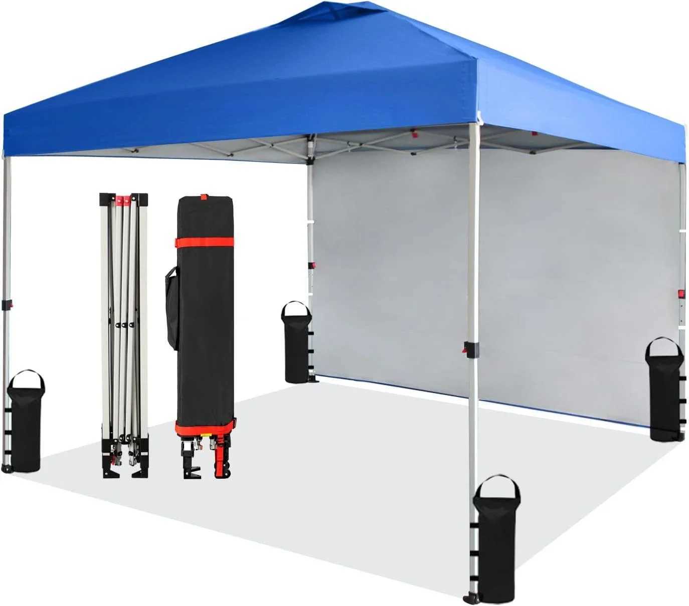Tent Canopy 10 X 10 Foot Portable Pop Up Outdoor Shelter With 1 Sidewall Easy 1 Push Center Lock X250215 B5