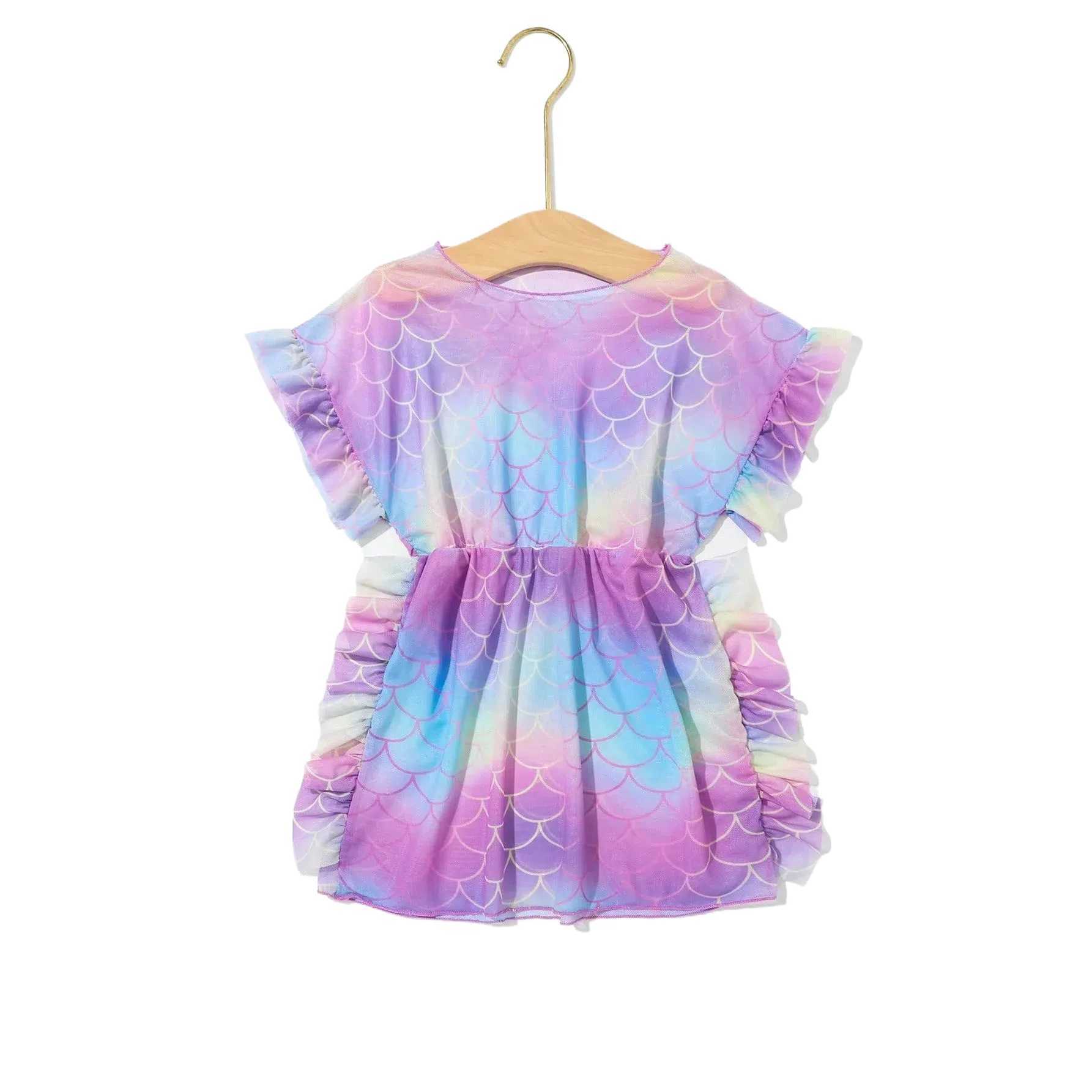 Kids Girls Beach Cover Up Tie Dye Girl Dress Tunic Pareos Bikinis Cover Ups Swim Wear Robe Plage Beachwear Sundress BiquiniXJ250214