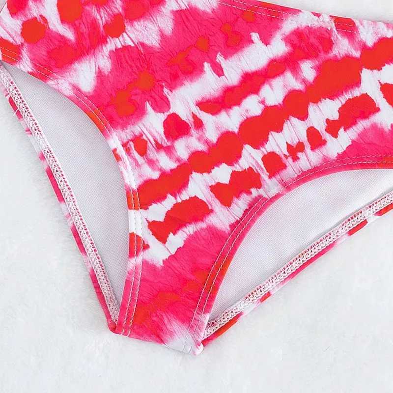 Summer Kids Girls Swimsuit 2Pcs Bikini Tops Suspenders+Shorts Print Children Girls Beach Swimwear Sets 4-7YXJ250214