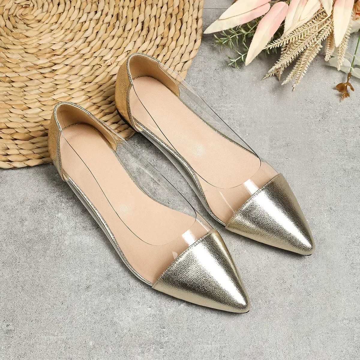 Sexy transparent shallow mouth flat Fi Pointed toe casual light and comfortable high temperature walking shoes 2024 Y250214