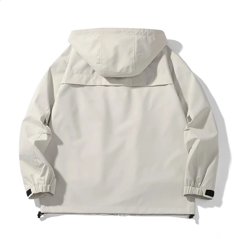 Spring Autumn Mens Windbreaker Jackets Korean Fashion Waterproof Windproof Outdoor Big Pockets Hooded Loose Coat Size 8XL 250210