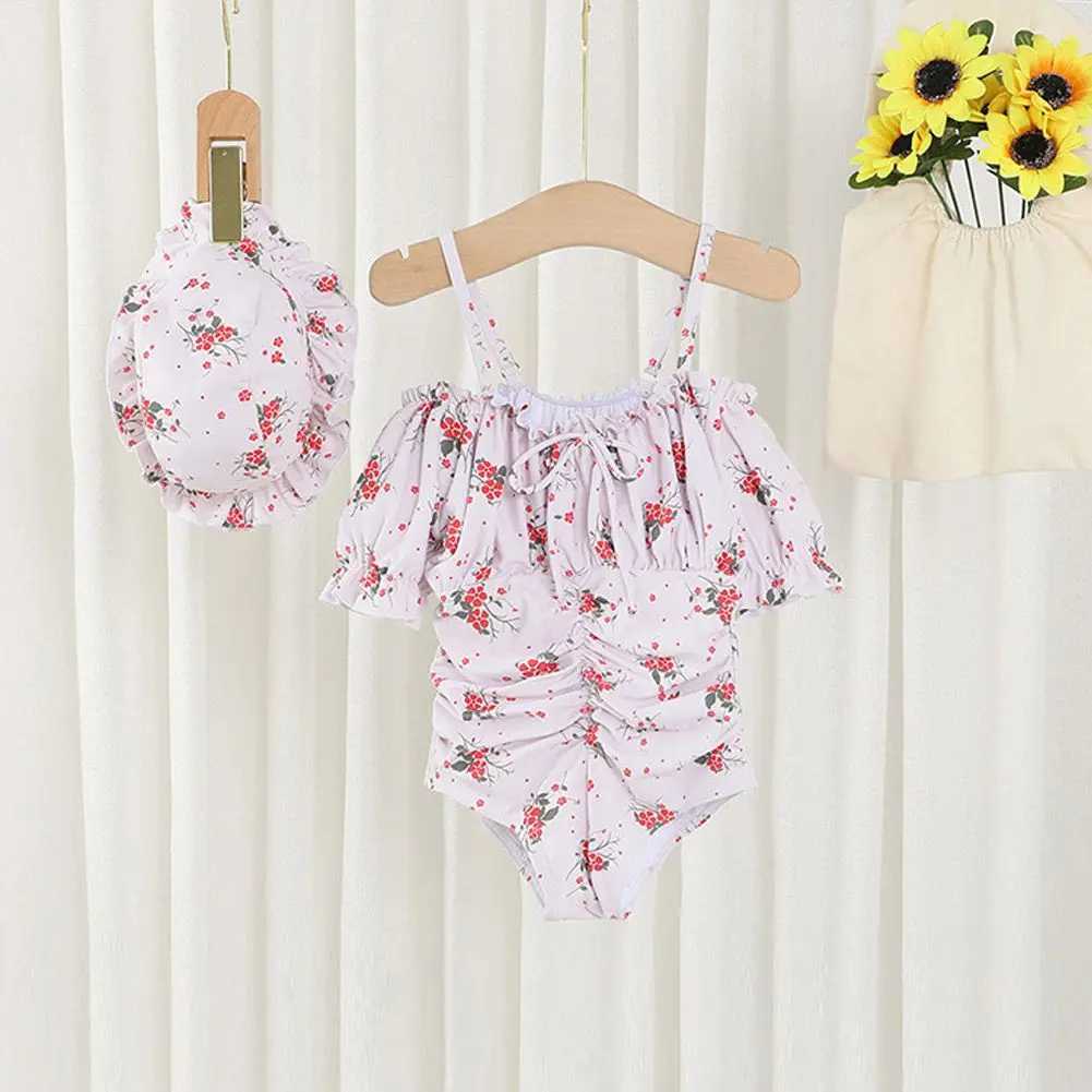 2023 Fashion Summer Toddler Newborn Baby Girls Swimwear Swimsuits Bow Floral Printing Sling Bodysuits Bathing Suits 1-6YXJ250214