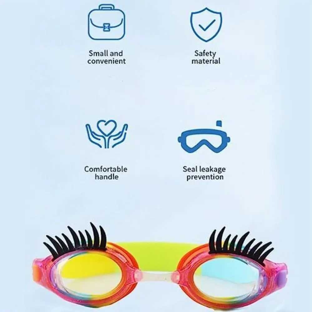 High Qu Silicone Children Eyelash Swimming Goggles Waterproof Anti-fog Swimming Goggles PC HD Eyelash Goggles Z250215