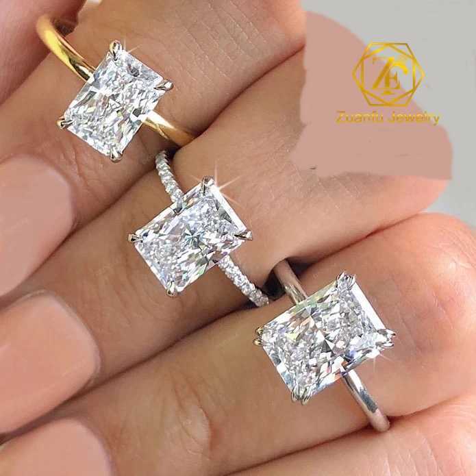 18K Yellow Gold Rings CVD HPHT Lab Grown Diamond Fancy Cut Emerald Radiant Pear Simple Gold Ring