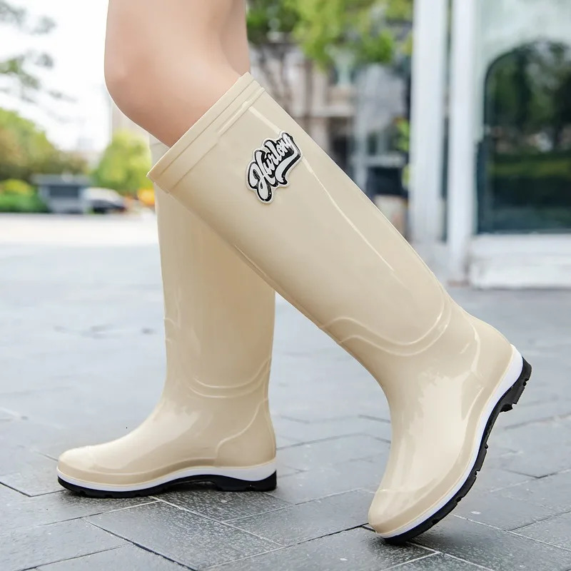 Beautiful Heightened Rain Shoes Womens Adult Tall Soft Non-slip Waterproof Shoes Fashion Simple Lengthened Tube Rain Boots 250213