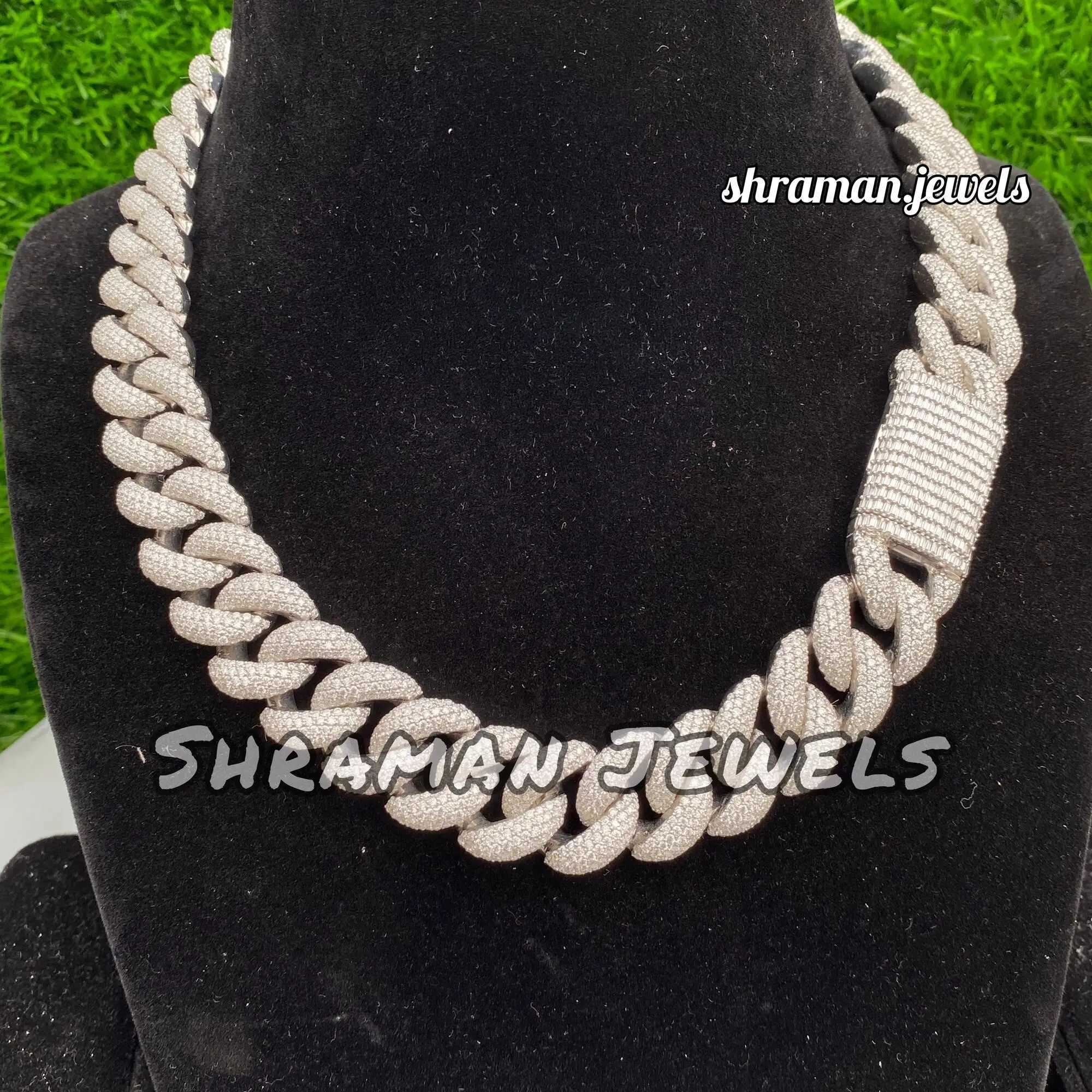 20 Mm Moissanite Diamond Thick Cuban Link Chain Iced Out 925 Sterling Silver 24 Inches Cuban Necklace