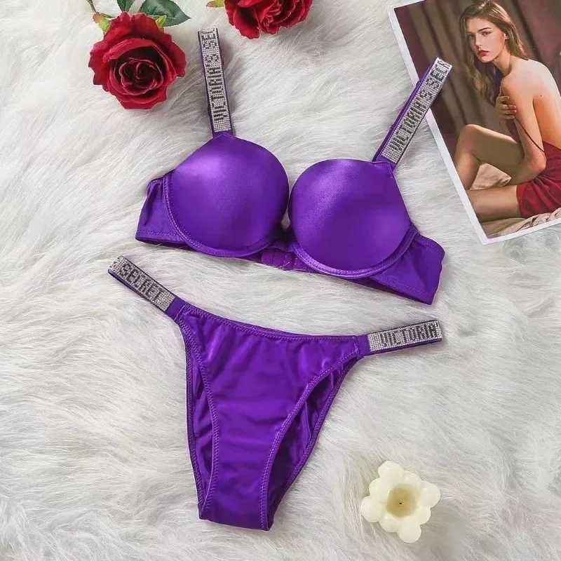 Bras Sets Womens Sexy Lingerie Set Bras Panties Luxury Seamless Push Up Underwear Set with Rhinestones Y2502156L49