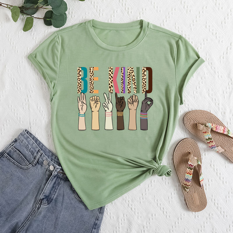 Designer Fashion Versatile Top 2025 Women Tank Top Gesture Printed Polyester Ammonia T-shirt