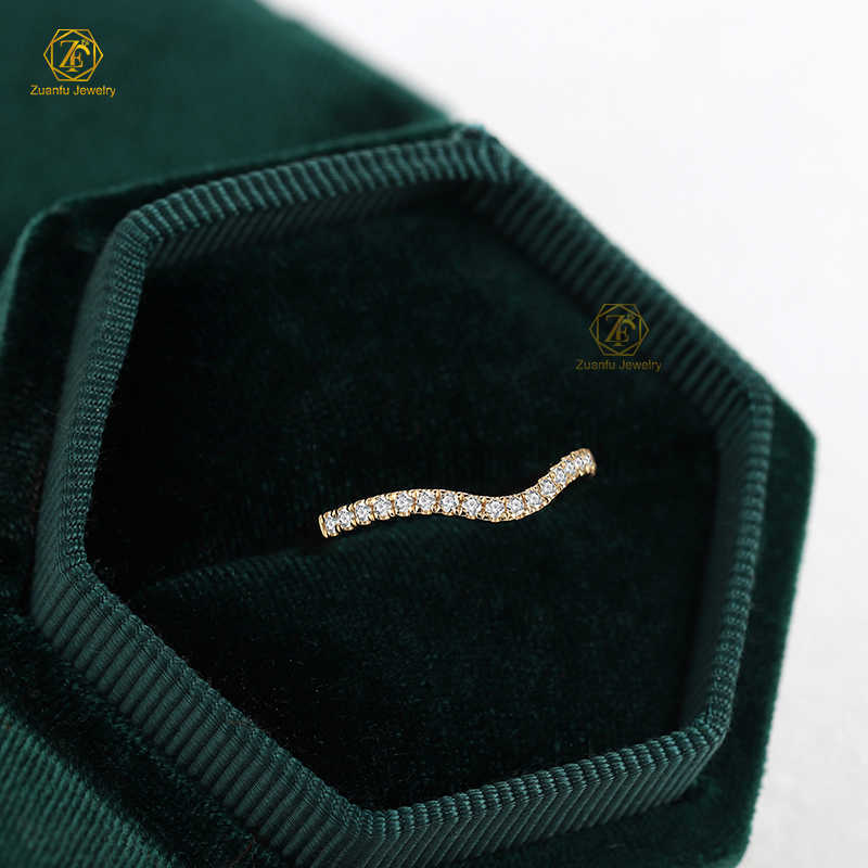 High Quality Fine Jewelry 18K Yellow Gold 1.3mm FG VS Round Natural Diamond Half Band Eternity Ring for Daily Wear