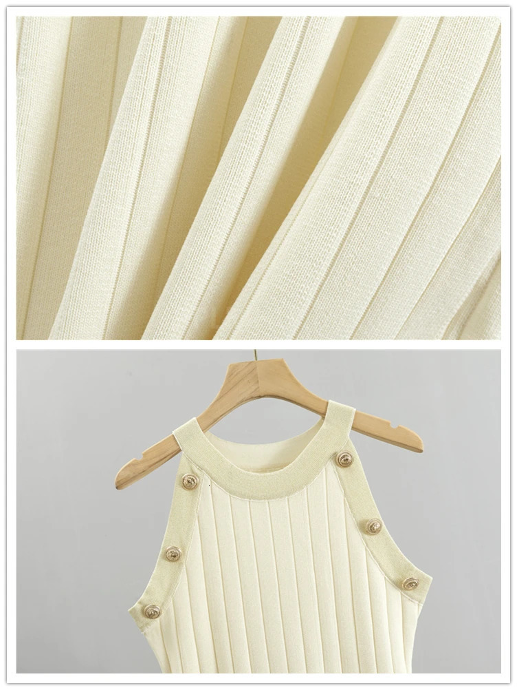 Knit Bodycon Dresses 2 Piece Sets Women V-neck Short Sweater Cardigan Set Korean Chic Sexy Slim Tank Maxi Dresses Outfits 250210