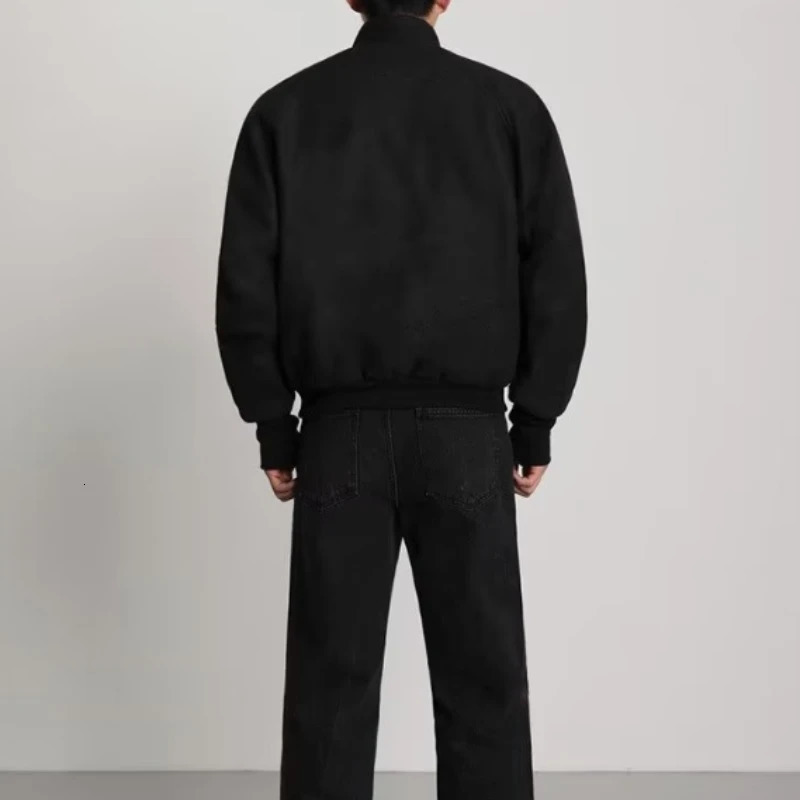 Mens fashion jacket black mens windup casual jumper classic solid color high Quilty 250212