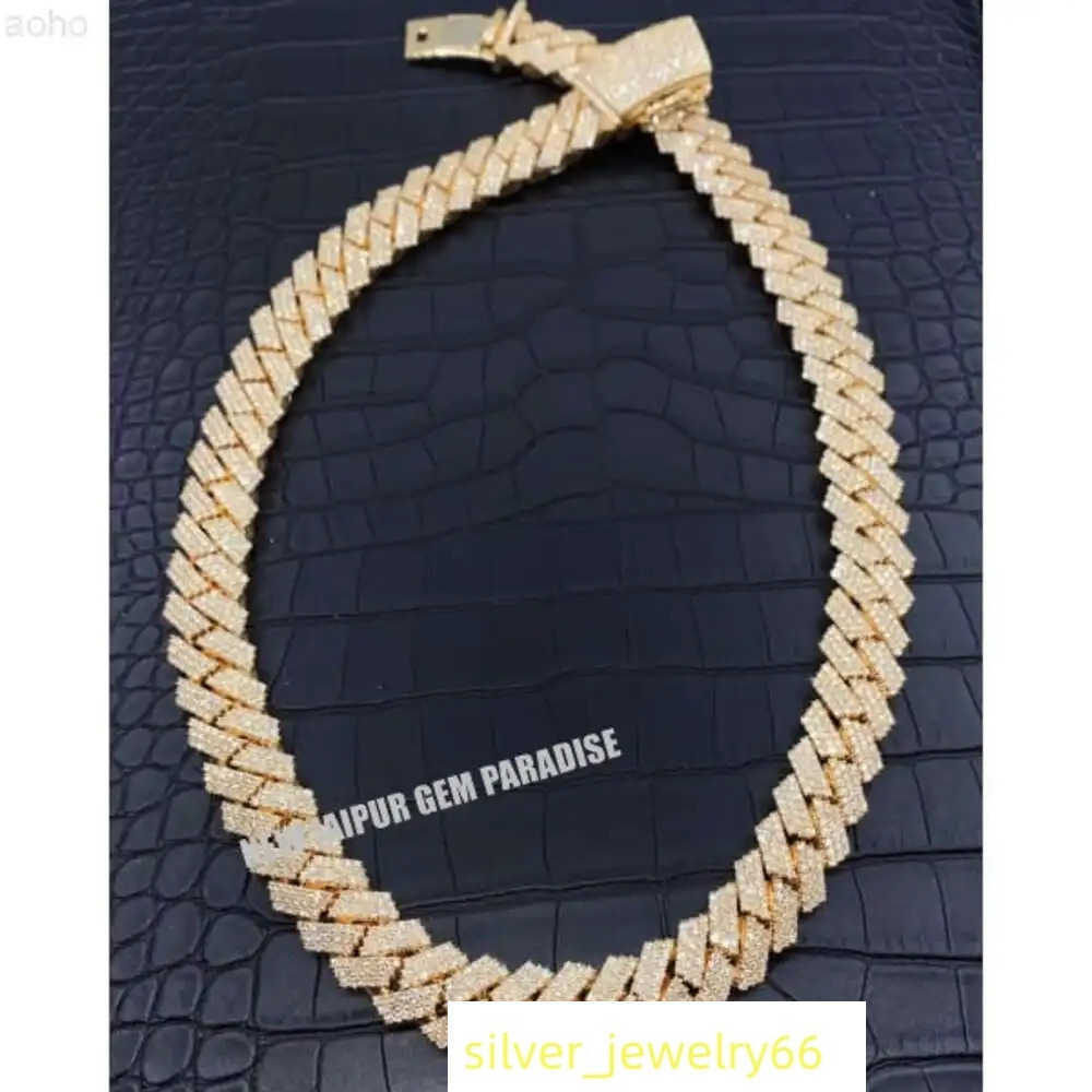 20mm Moissanite Cuban Link Chain | Vvs1 Quality Moissanite Diamond | 925 Sterling Silver | Gold Plated | Men Necklace