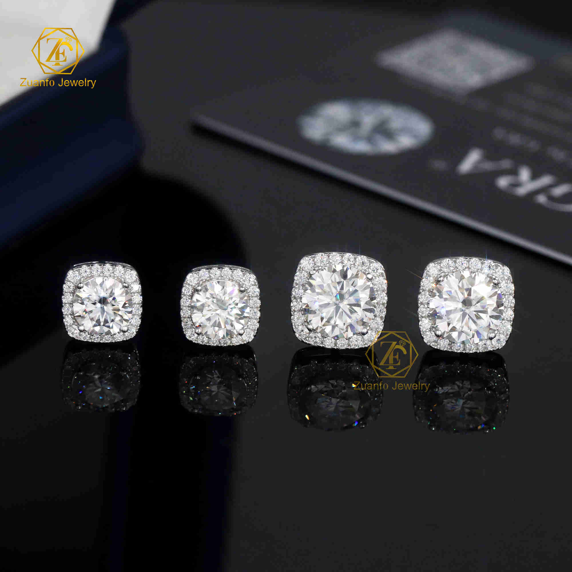 18k Gold Diamond Earrings IGI Certificated Round Square Halo Flower 14k Solid Gold Lab Grown Diamond Earrings