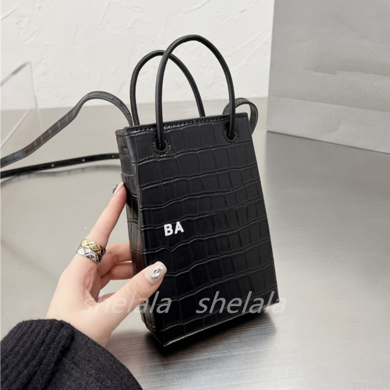 Men Mini Phone Bags crossbody designer bag shoulder bags smartphone men cross body Plain Crocodile Leather