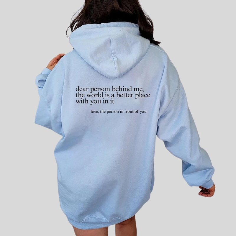 New arrival European beautiful women's fleece sweater letter slogan printed kangaroo pocket drawstring printed hoodie