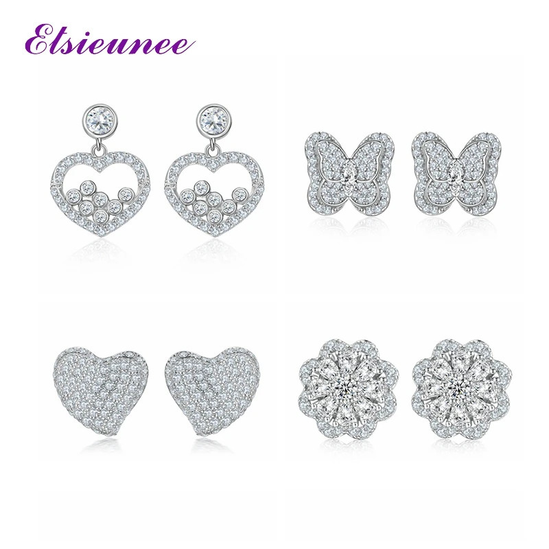 High Quality Shiny High Carbon Diamond 925 Sterling Silver Earrings for Women Elegant Wedding Party Ear Jewelry Wholesale Gift 250214