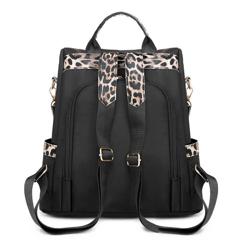 Spring New Womens Trendy Leopard Print Backpack Versatile Leisure Large Capacity Backpack Lightweight Backpack