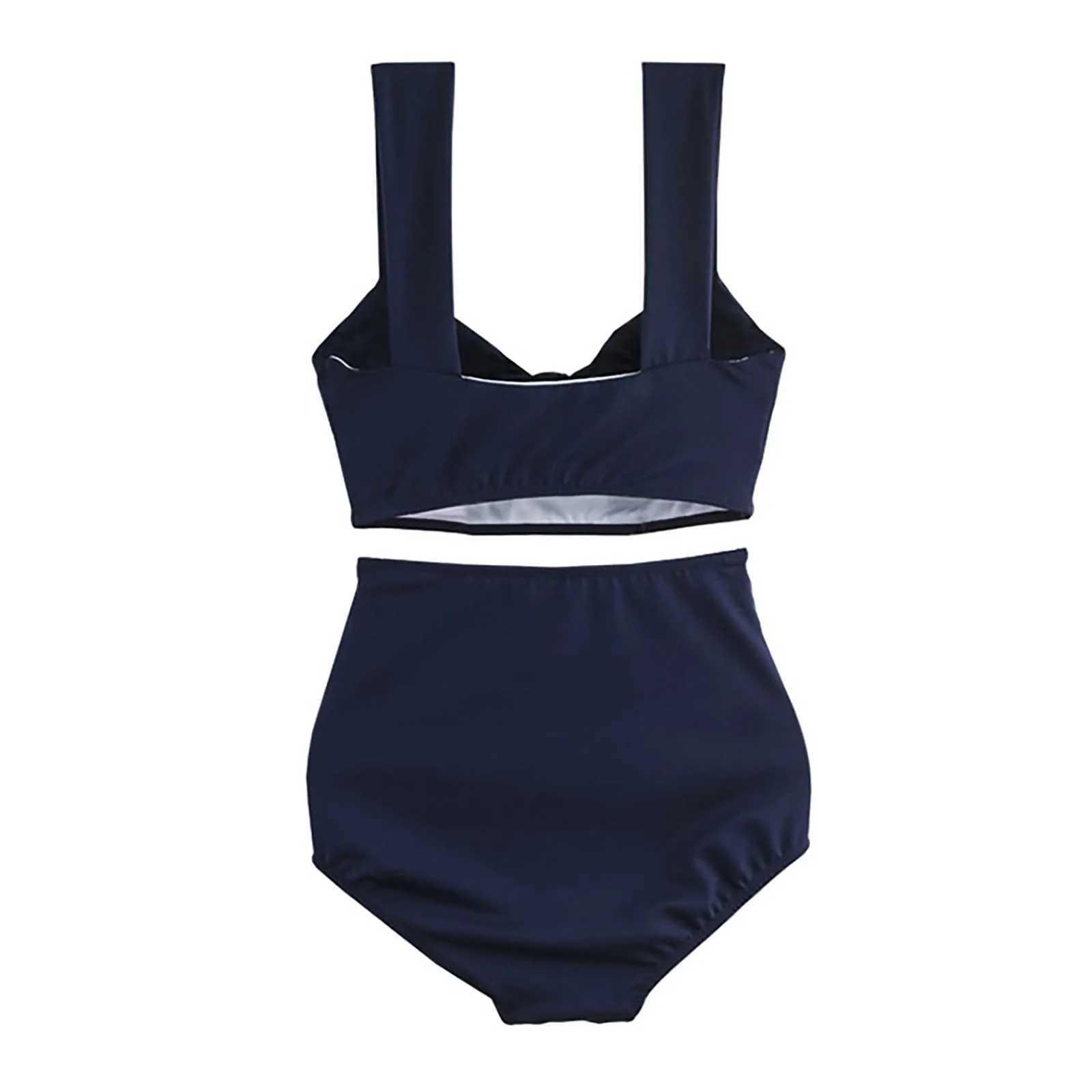 Swimwear Womens High Waisted Bikini Knot Scoop Neck Swimsuit Two Pieces Lace Up Bathing Suit Beach ClothingW250214
